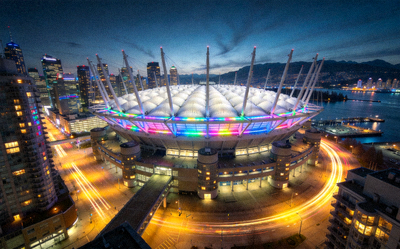 加拿大温哥华BC Place体育场穹顶及夜景